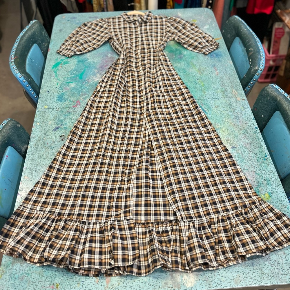 Floor Length Fall Plaid Dress